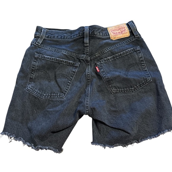 Levi's Charcoal High Waist Distressed Jean Shorts - Picture 3 of 7